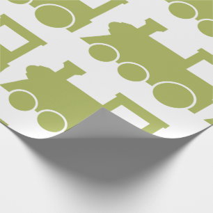 Cadeau Papier d'emballage mat de train vert