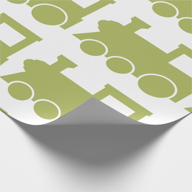 Cadeau Papier d'emballage mat de train vert (Coin)