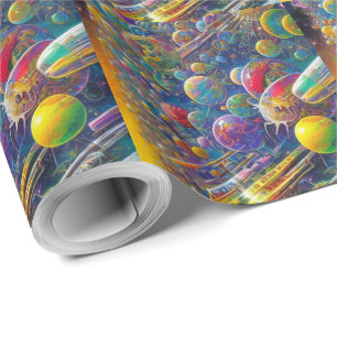 Cadeau Papier d'emballage mat Space Race
