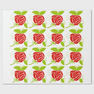Cadeau Papier d'emballage moderne à motif de rose rouge e
