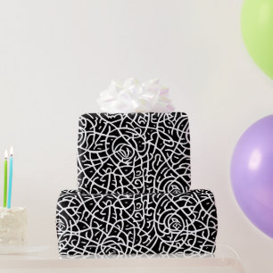 Cadeau papier d'emballage moderne abstrait noir élégant