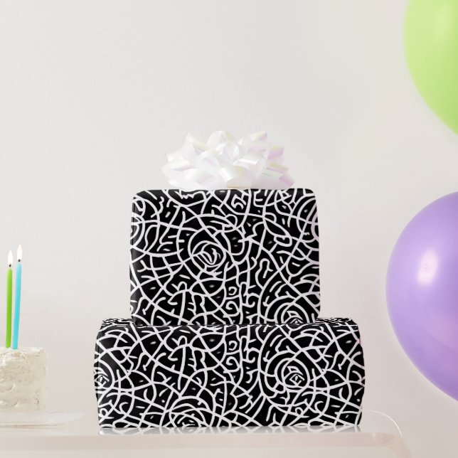 Cadeau papier d'emballage moderne abstrait noir élégant (Cadeaux de fête)