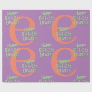 Cadeau Papier d'emballage monogramme nom de menthe violet