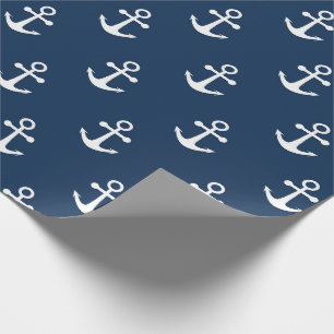 Cadeau Papier d'emballage motif ancre marine bleu marine