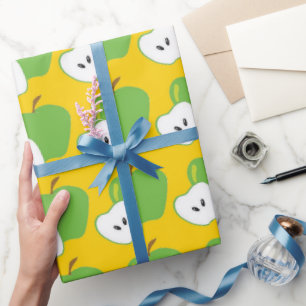 Cadeau papier d'emballage motif aux pommes vertes