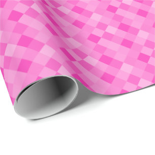 Cadeau Papier d'emballage motif carré en pixels rose néon