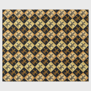 Cadeau Papier d'emballage motif carreaux Fleur De Lis