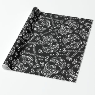 Cadeau Papier d'emballage motif crâne et os dentelle I