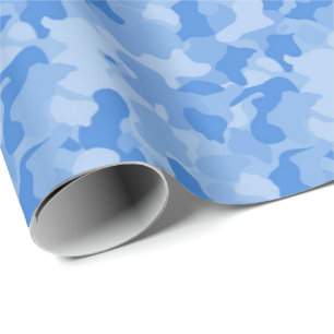 Cadeau papier d'emballage motif de camo bleu bébé garçon