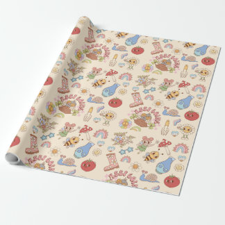 Cadeau Papier d'emballage motif de caractère rétro