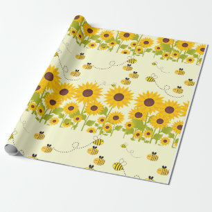 Cadeau papier d'emballage motif de chaux de tournesol jau