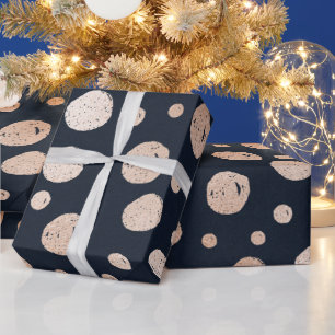 Cadeau Papier d'emballage motif en or rose et points noir