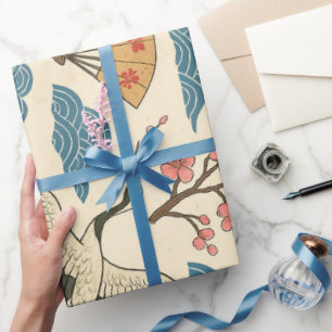 Cadeau Papier d'emballage motif grue japonaise Sakura