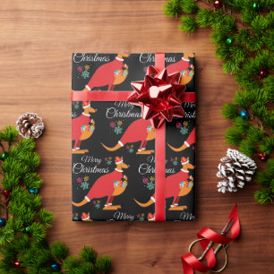 Cadeau Papier d'emballage motif kangourou Joyeux Noël 
