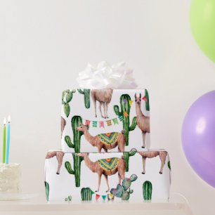 Cadeau Papier d'emballage motif lama Fiesta mexicaine