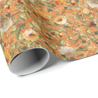 Cadeau Papier d'emballage motif orange vieux jardin