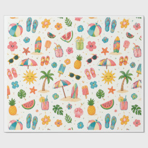 Cadeau Papier d'emballage motif plage d'été tropical