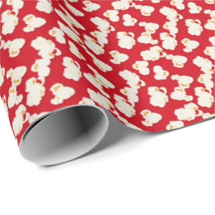 Cadeau Papier d'emballage motif pop-corn film rouge