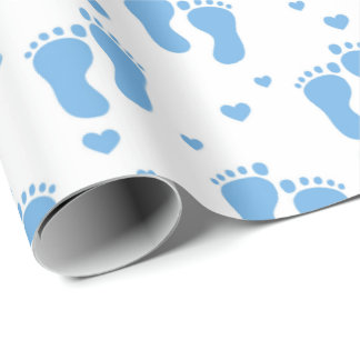 Cadeau papier d'emballage motif pour bébé garçon bleu pie