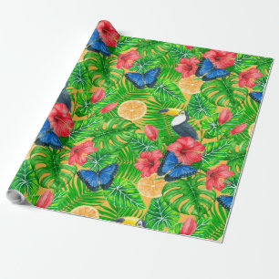 Cadeau Papier d'emballage motif tropical