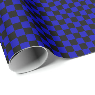 Cadeau Papier d'emballage moyen de contrôles de bleu noi