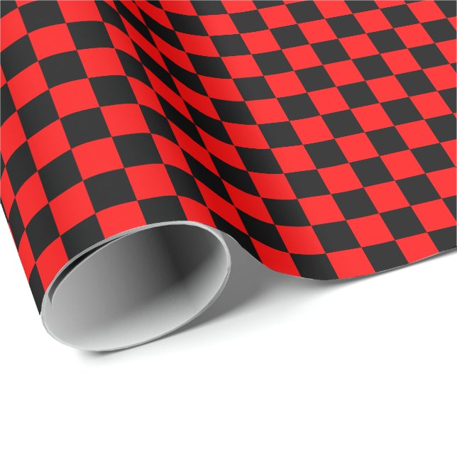 Cadeau Papier d'emballage moyen noir et de rouge de (Coin rond)