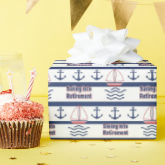 Cadeau Papier d'emballage nautique pour la retraite