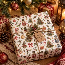Papier d'emballage Noël Casse-Noisette Vintage