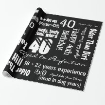 Papier d'emballage noir anniversaire drôle