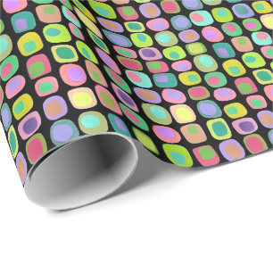 Cadeau Papier d'emballage noir coloré de formes