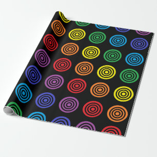 Cadeau Papier d'emballage noir de boudine d'arc-en-ciel