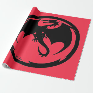 Cadeau Papier d'emballage noir de corail Dragon brillant