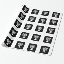 Papier d'emballage noir et blanc de Menorah