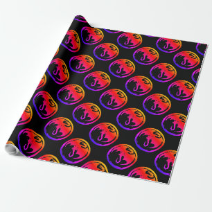 Cadeau Papier d'emballage noir mat Neon Dragon