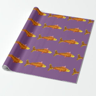Cadeau Papier d'emballage orange de poisson rouge mignon