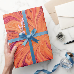 Cadeau Papier d'emballage orange explosion de rayons de s