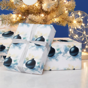 Cadeau Papier d'emballage Ornement Bleu Marine Aquarelle