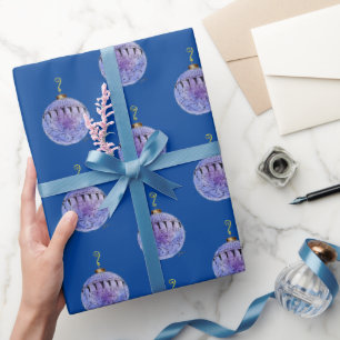Cadeau Papier d'emballage - Ornement d'arbre sur fond ble