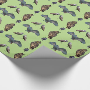 Cadeau Papier d'emballage Owl Frenzy (Vert clair)