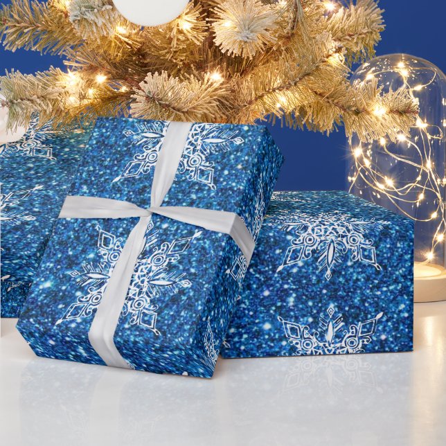 Cadeau Papier d'emballage paillettes et flocons de neige (Vacances)