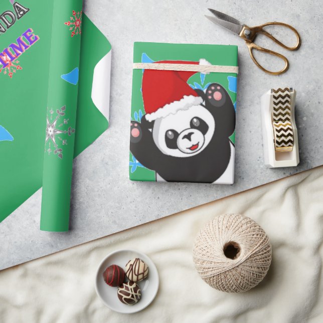 Cadeau Papier d'emballage panda de Noël. (Artisanat)