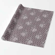 Papier d'emballage Panier Floral Vintage en Taupe