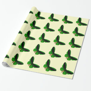 Cadeau Papier d'emballage Papillon Vert