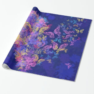 Cadeau Papier d'emballage Papillons de cœur