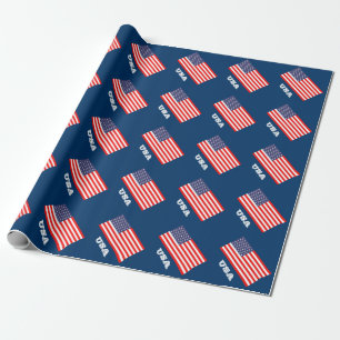 Cadeau Papier d'emballage patriotique avec drapeau d'Amé