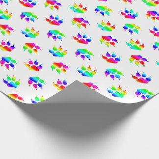Cadeau Papier d'emballage Patte de Loup Arc-en-Ciel