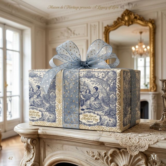 Cadeau Papier d'emballage personnalisable vintage pour la (Créateur téléchargé)
