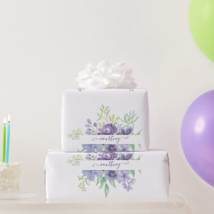 Cadeau Papier d'emballage personnalisé aquarelle florale 