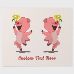 Cadeau Papier d'emballage personnalisé avec des cochons h