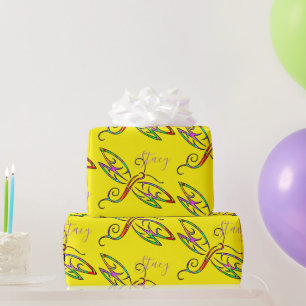 Cadeau Papier d'emballage personnalisé avec libellules co